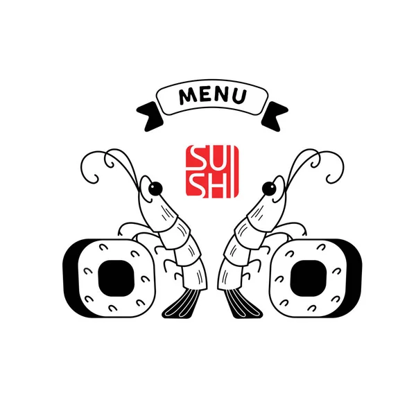 Logo krewetki sushi. — Wektor stockowy