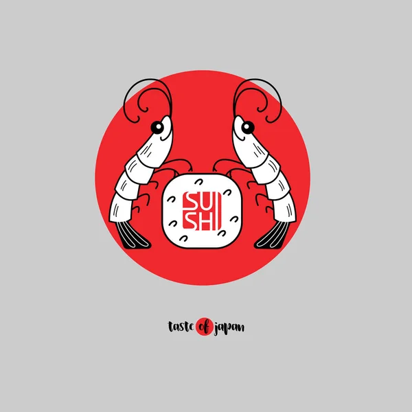 Logo de camarones sushi . — Vector de stock