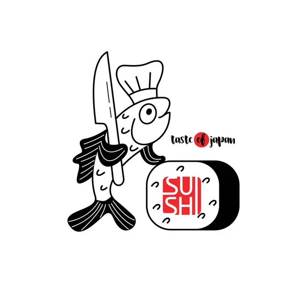 Logo sushi para restaurante japonés 8 . — Vector de stock