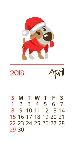 犬のカレンダーの 2018 年 — ストックベクタ