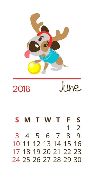 犬のカレンダーの 2018 年 — ストックベクタ