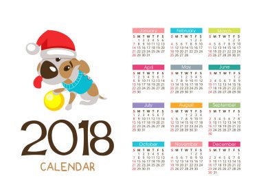 Takvim için yeni 2018. Köpek yılı sembolü. Fu