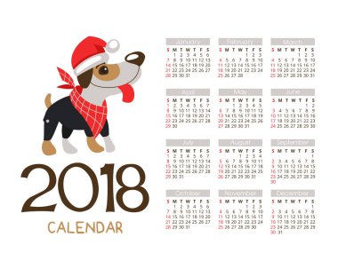 Takvim için yeni 2018. Köpek yılı sembolü. Fu