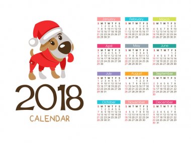 Takvim için yeni 2018. Köpek yılı sembolü. Fu