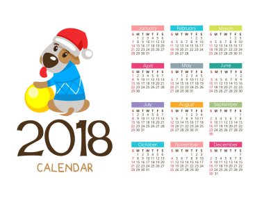 Takvim için yeni 2018. Köpek yılı sembolü. Fu