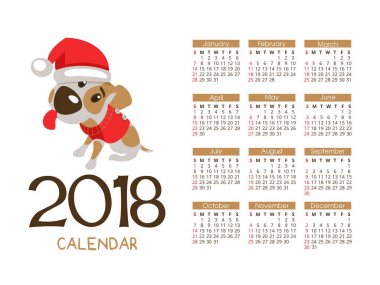 Takvim için yeni 2018. Köpek yılı sembolü. Fu