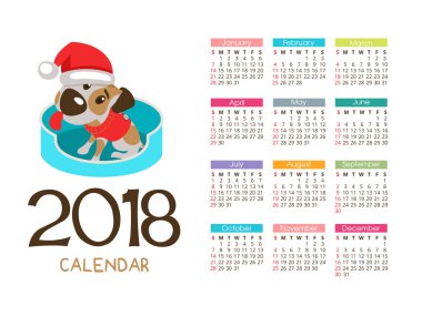 Takvim için yeni 2018. Köpek yılı sembolü. Fu