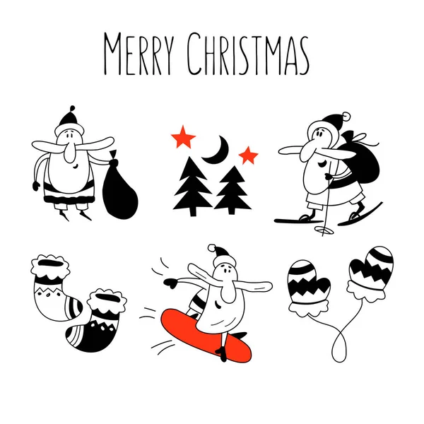 Weihnachtsillustration mit dem Weihnachtsmann — Stockvektor