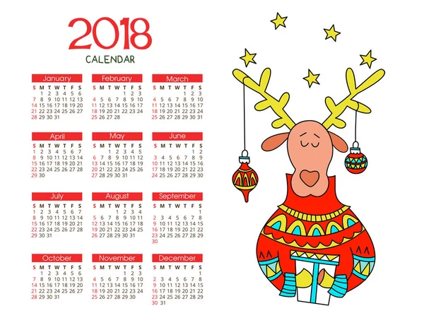 カレンダー2018 — ストックベクタ