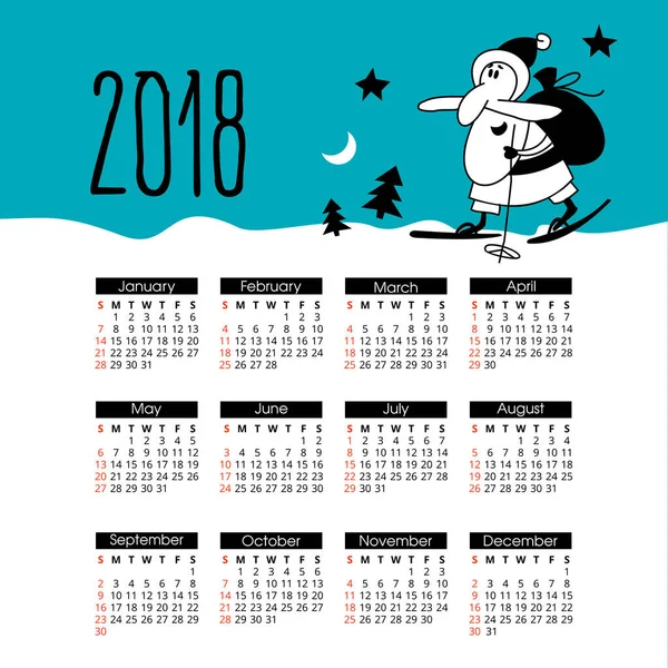 サンタ クロースと新しい 2018 年カレンダー. — ストックベクタ