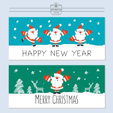 Tebrik kartı, vektör çizim. Yeni yıl ile. El çizmek