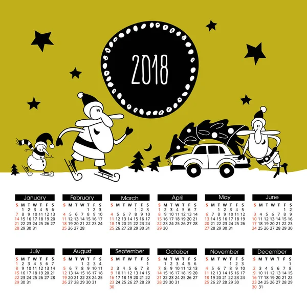 クリスマス カレンダー 2018 — ストックベクタ