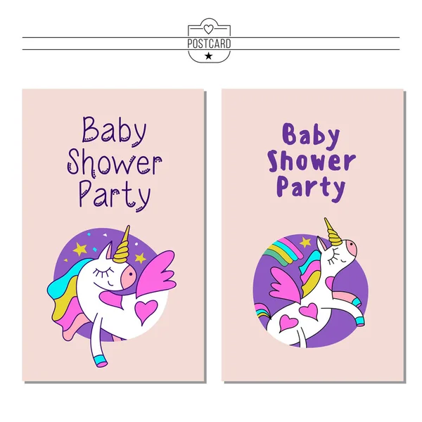 Unicornios. Bebé ducha ilustración — Vector de stock
