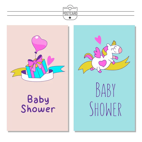 Enhörningar. Baby dusch illustration — Stock vektor