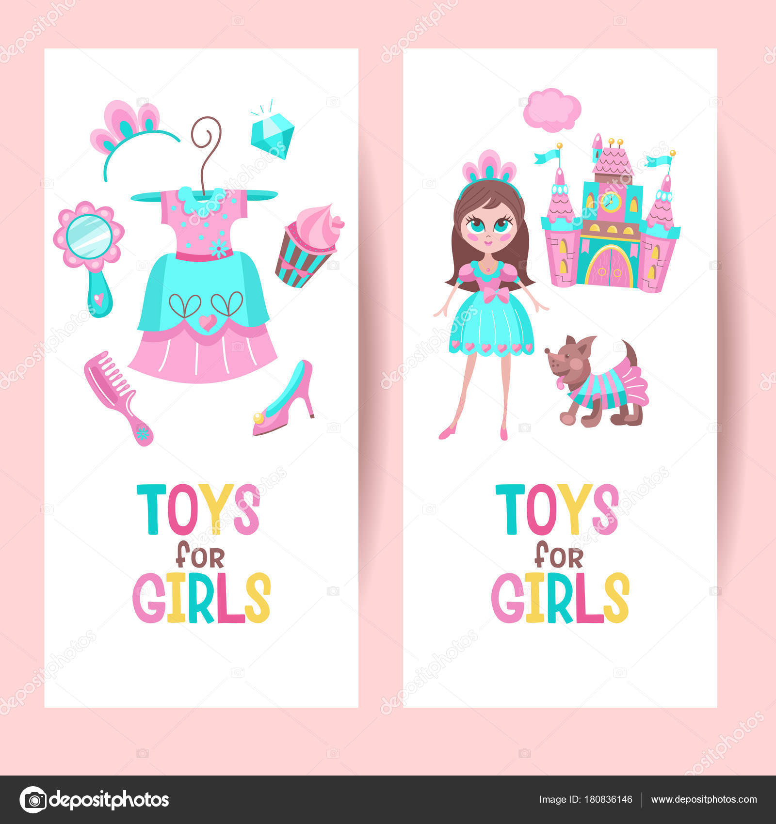 Toys for girls. Set of vector cliparts Stock Vector by ©katedemianov  180836146