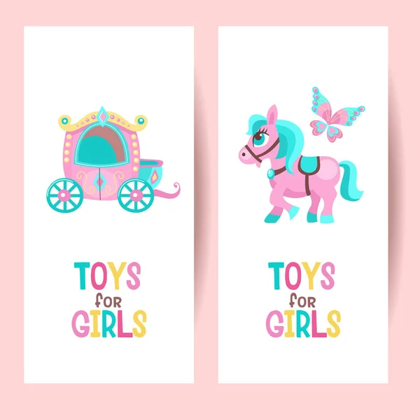 Spielzeug für Mädchen. Vektorcliparts. die Kutsche für die Prinzessin. c — Stockvektor
