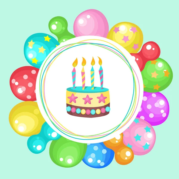 Globos y pasteles. ¡Feliz cumpleaños! Clipart vectorial . — Archivo Imágenes Vectoriales