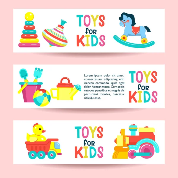 Un juego de juguetes para niños. Ilustración vectorial — Vector de stock