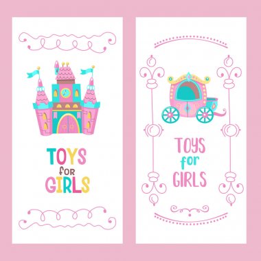 Küçük Prenses için oyuncaklar. Vektör cliparts kümesi.