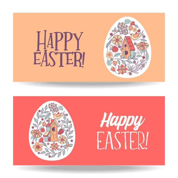 ¡Pascua! Ilustración vectorial. Huevos de Pascua con patrón floral. Ilustración vectorial — Vector de stock