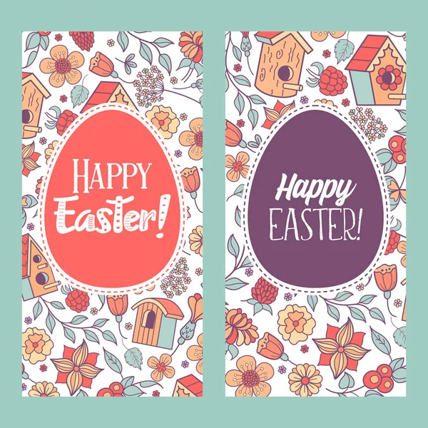 Veselé velikonoce. Velikonoční vajíčko s květinový vzor. Květiny, byliny, holubník, pták. Jarní svátek velikonoční vektorové ilustrace. — Stockový vektor