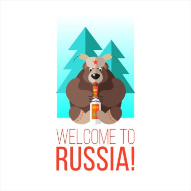 Rusya hoş geldiniz. Vektör çizim.