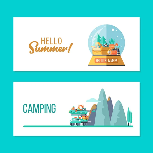 Camping. Summer outdoor recreation. Vector illustration.