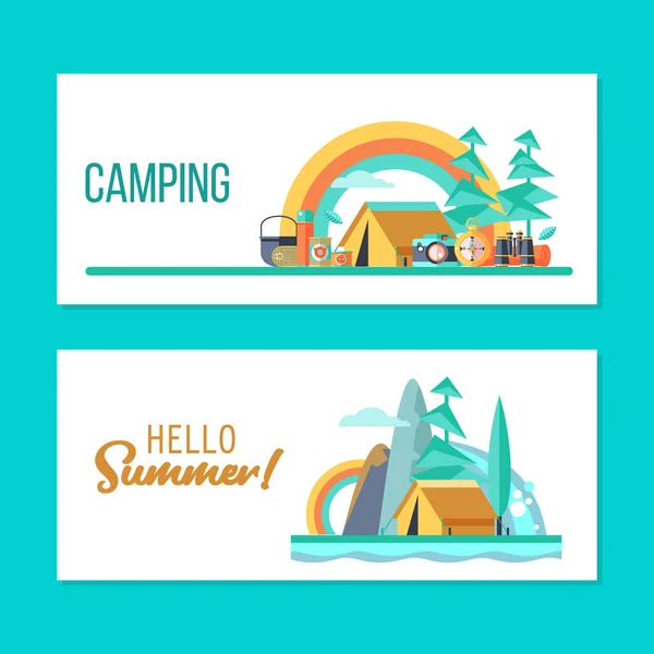 Camping. Summer outdoor recreation. Vector illustration.