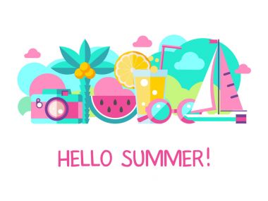 Merhaba yaz. Vektörel clipart.