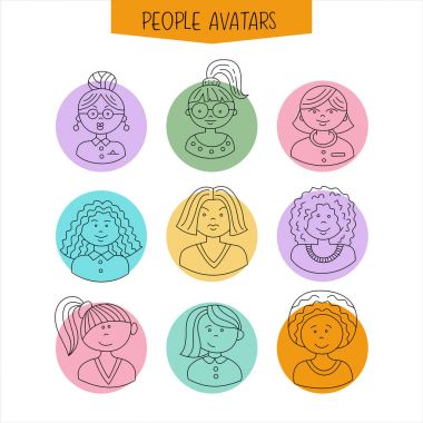Kadın avatarları kümesi