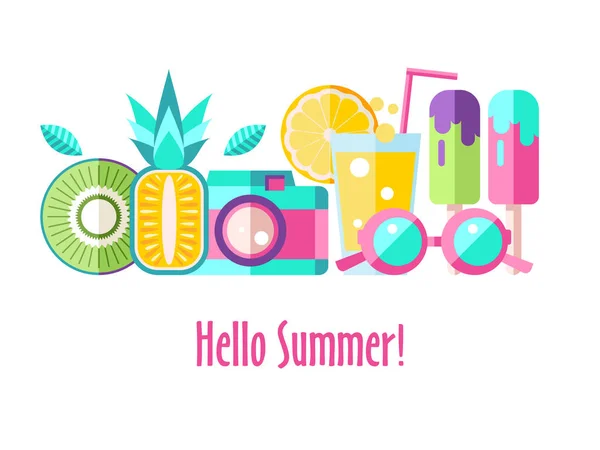 Hallo zomer. Vector clipart. — Stockvector