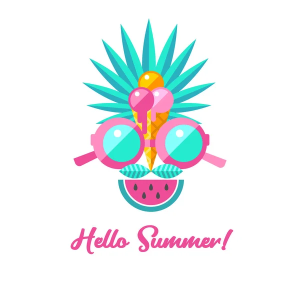 Olá, verão. Clipart vetorial . — Vetor de Stock