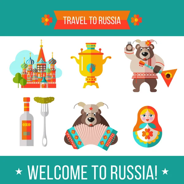 Bienvenue en Russie. Voyager en Russie. Illustration vectorielle . — Image vectorielle