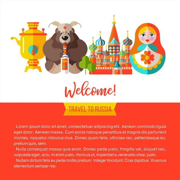 Bienvenido a Rusia. Viajar a Rusia. Ilustración vectorial . — Vector de stock