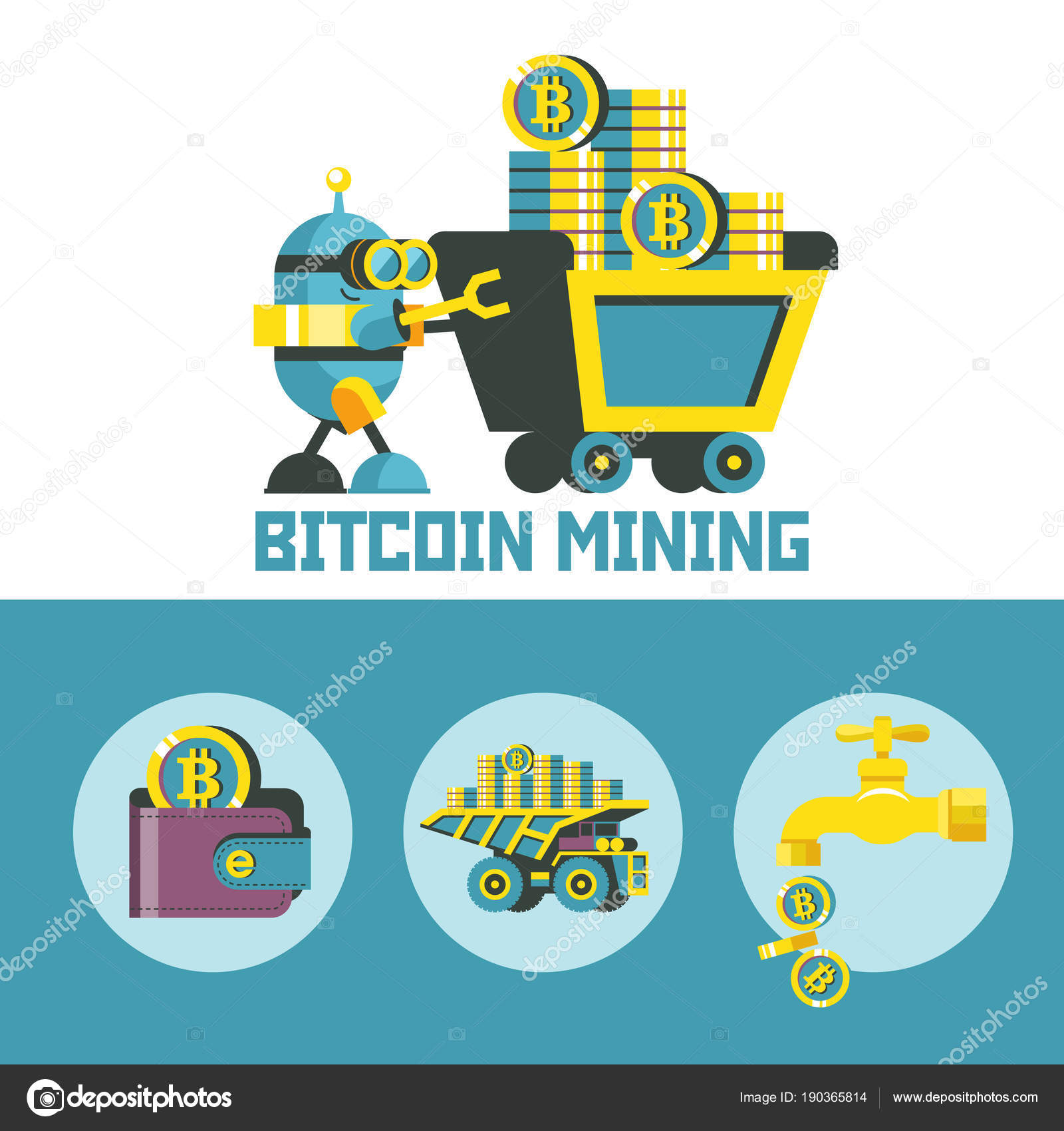 Bitcoin M!   ining Vector Conceptual Illustration Stock Vector - 