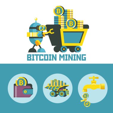 Bitcoin incelemesi. Vektör kavramsal çizimi.