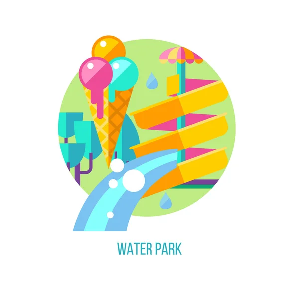 Water park. Hello summer. Vector illustration. — Stock Vector