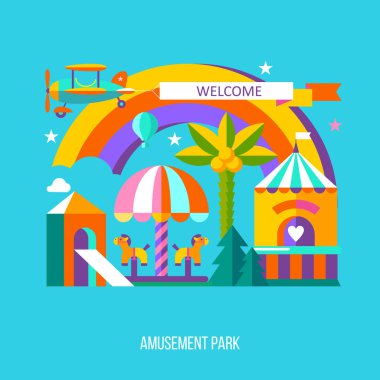 Lunapark sürmek. Vektör çizim.