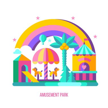 Lunapark sürmek. Vektör çizim.