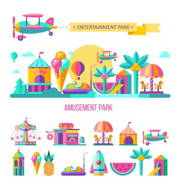 Lunapark sürmek. Vektör çizim.