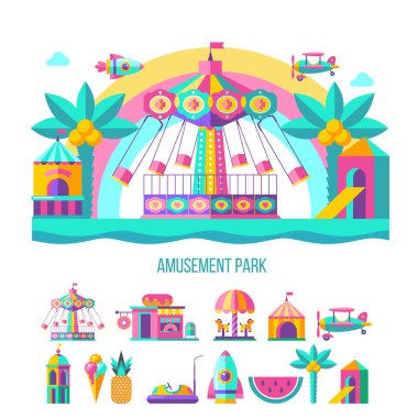 Lunapark sürmek. Vektör çizim.