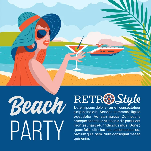 Retro party. Beach party.  Vector illustration. — Stock Vector