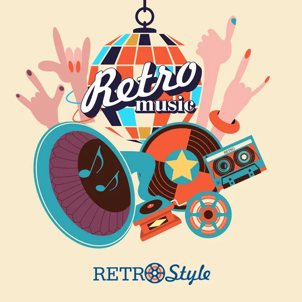 Retro partij. Beach party. Vectorillustratie. — Stockvector