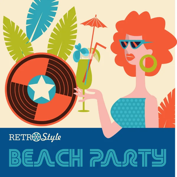Retro-Party. Beachparty. Vektorillustration. — Stockvektor
