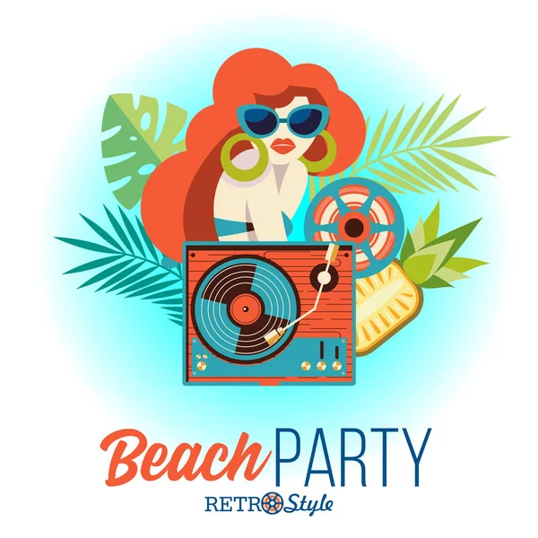 Retro-Party. Beachparty. Vektorillustration. — Stockvektor