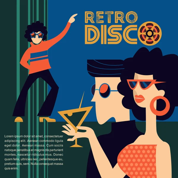 Soirée disco rétro. Illustration vectorielle . — Image vectorielle