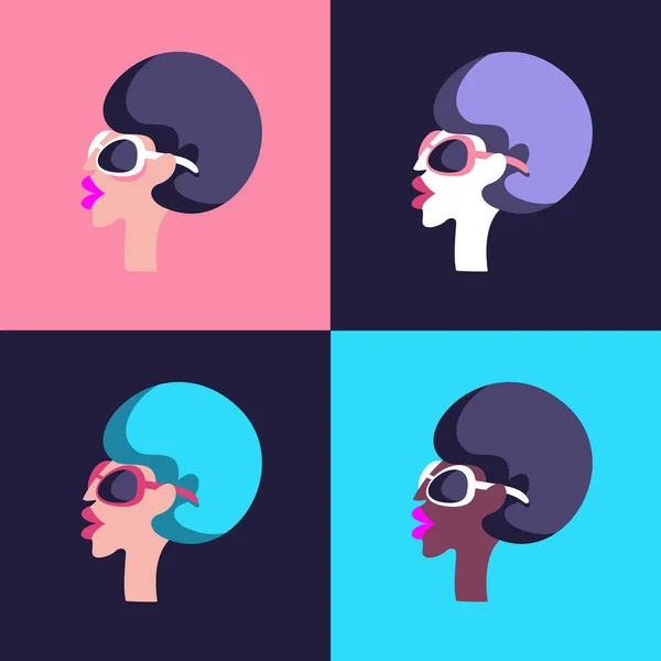 Girl with retro hairstyle in an Afro style. Vector illustration. — Free Stock Photo