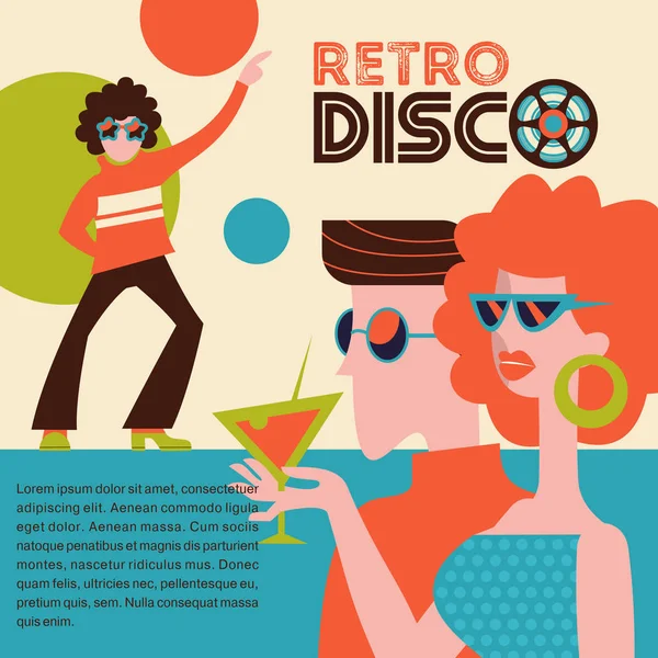 Retro disco párty. Vektorové ilustrace. — Stockový vektor