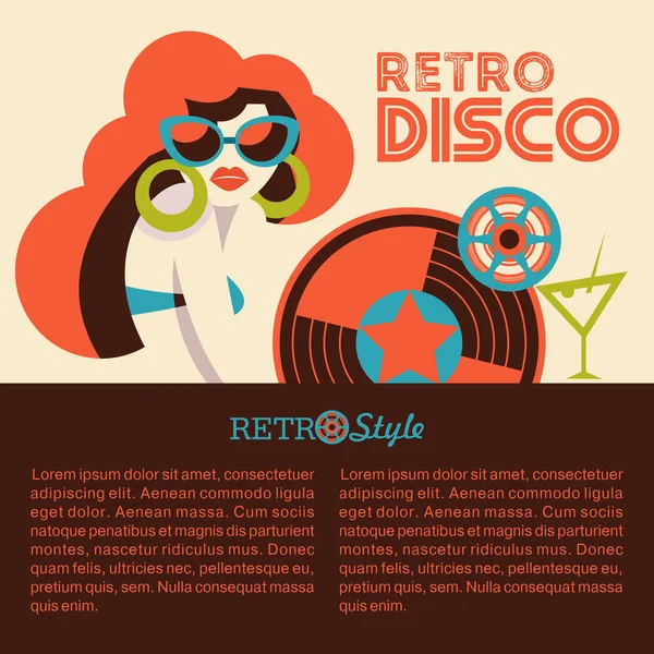 Soirée disco rétro. Illustration vectorielle . — Image vectorielle