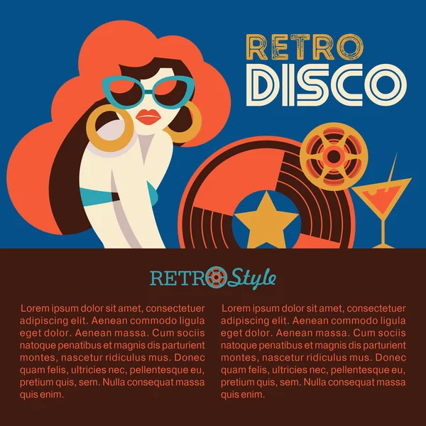 Retro-Disco-Party. Vektorillustration. — Stockvektor